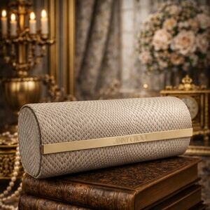 JIMMY CHOO Sunglasses Hard Case  Taupe Embossed Snakeskin with Gold Logo